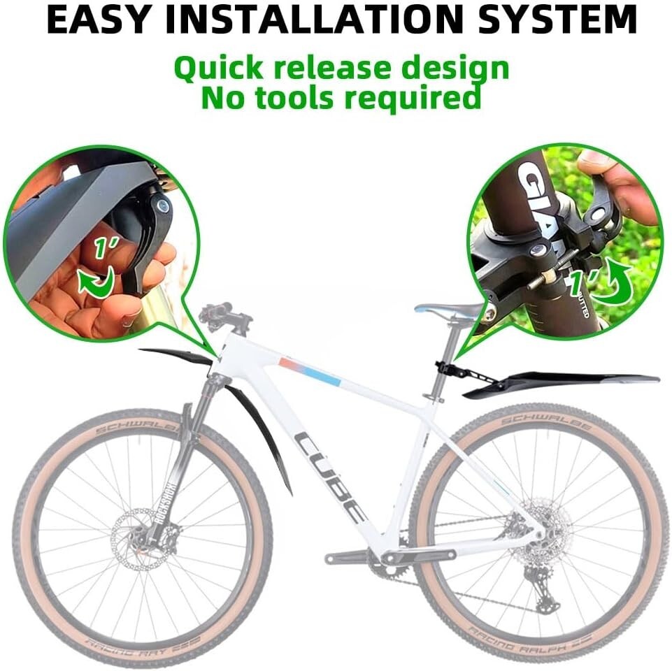 Stylish Bicycle Mudguard with TPE Rubber - All-Weather Protection 24-29 Inch