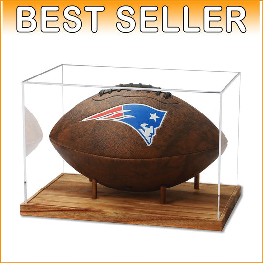 Effortless No-Assembly Football Display Case - Clear Acrylic & Elegant Wood Base