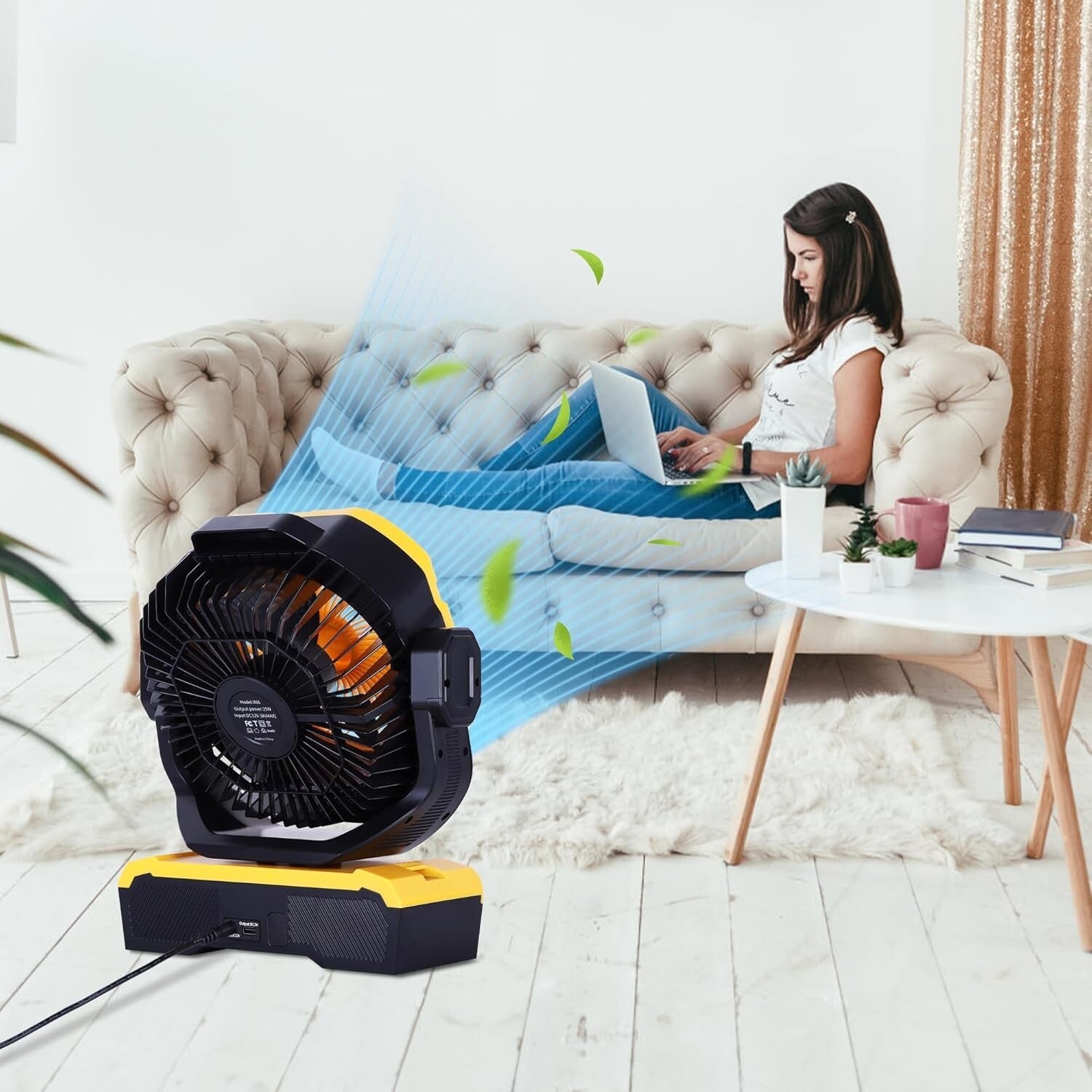 Large Oscillating Fan with Remote Control & Super Bright LED - Ideal for Camping