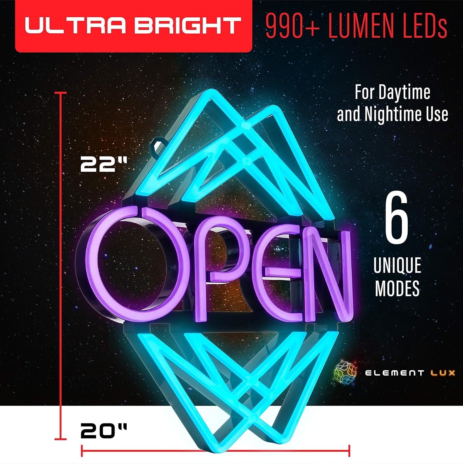 Eye-Catching Wall Mount LED Open Sign - 49 Colors, Bright Visibility Day & Night