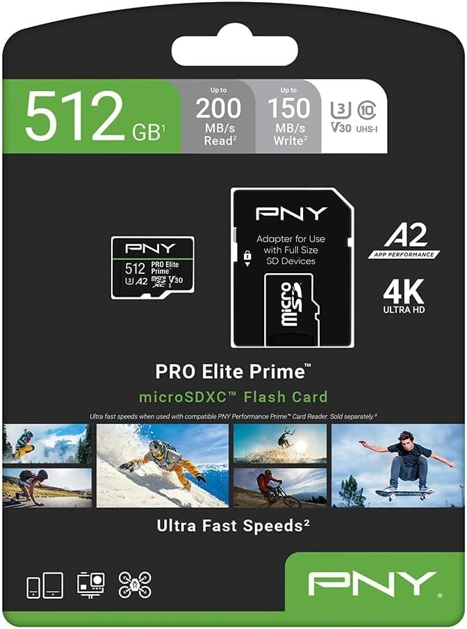 512GB microSD Card - Magnet Proof, Waterproof, Shock Proof - 4K UHD Performance