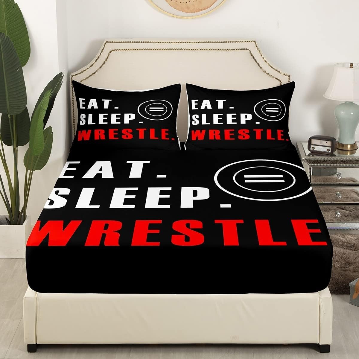 Full Sports-Themed Fitted Bed Sheet Set with Deep Pockets & 2 Pillowcases