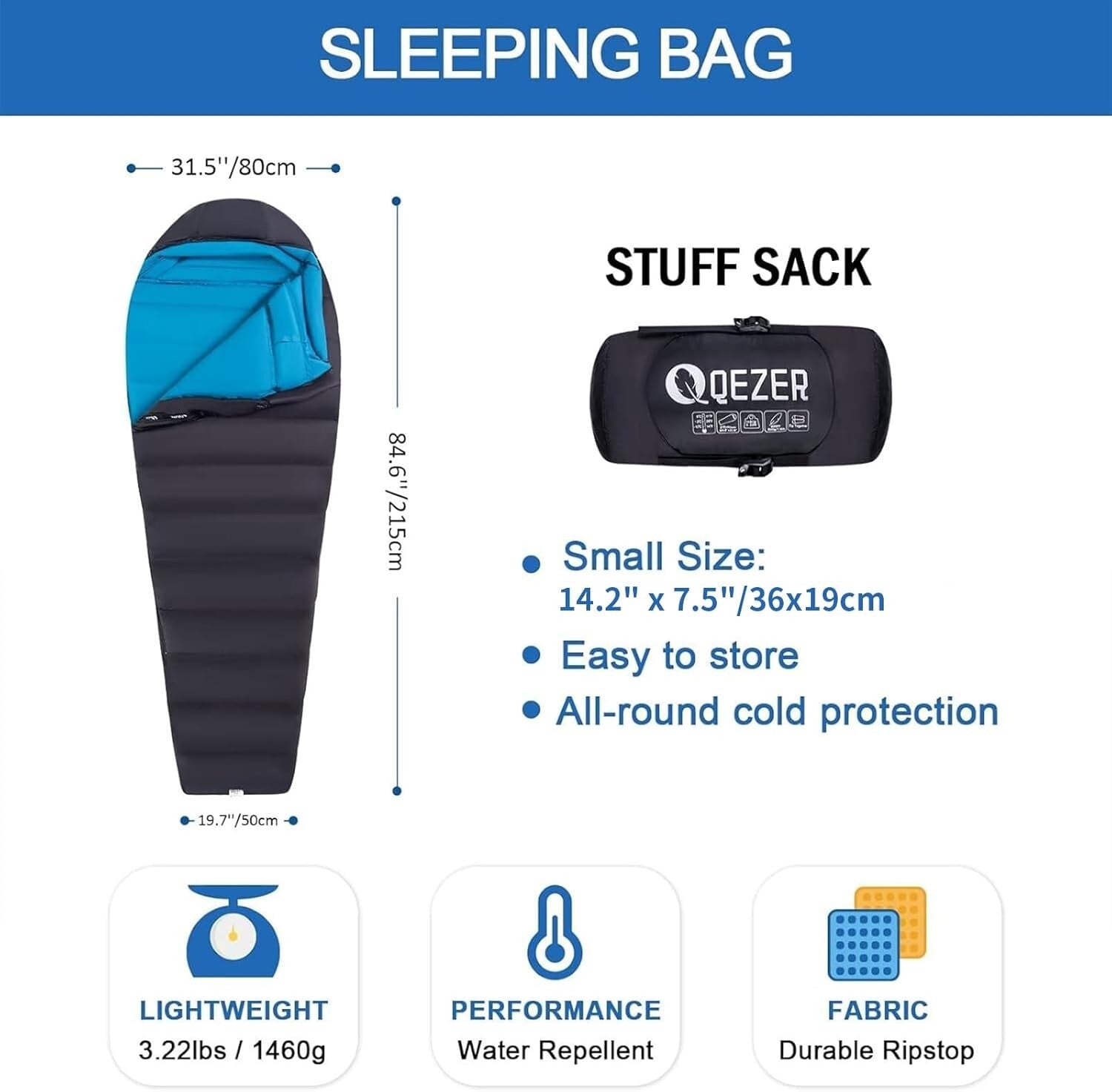 Ultralight Down Sleeping Bag for Adults - Ideal for Cold Weather Adventures