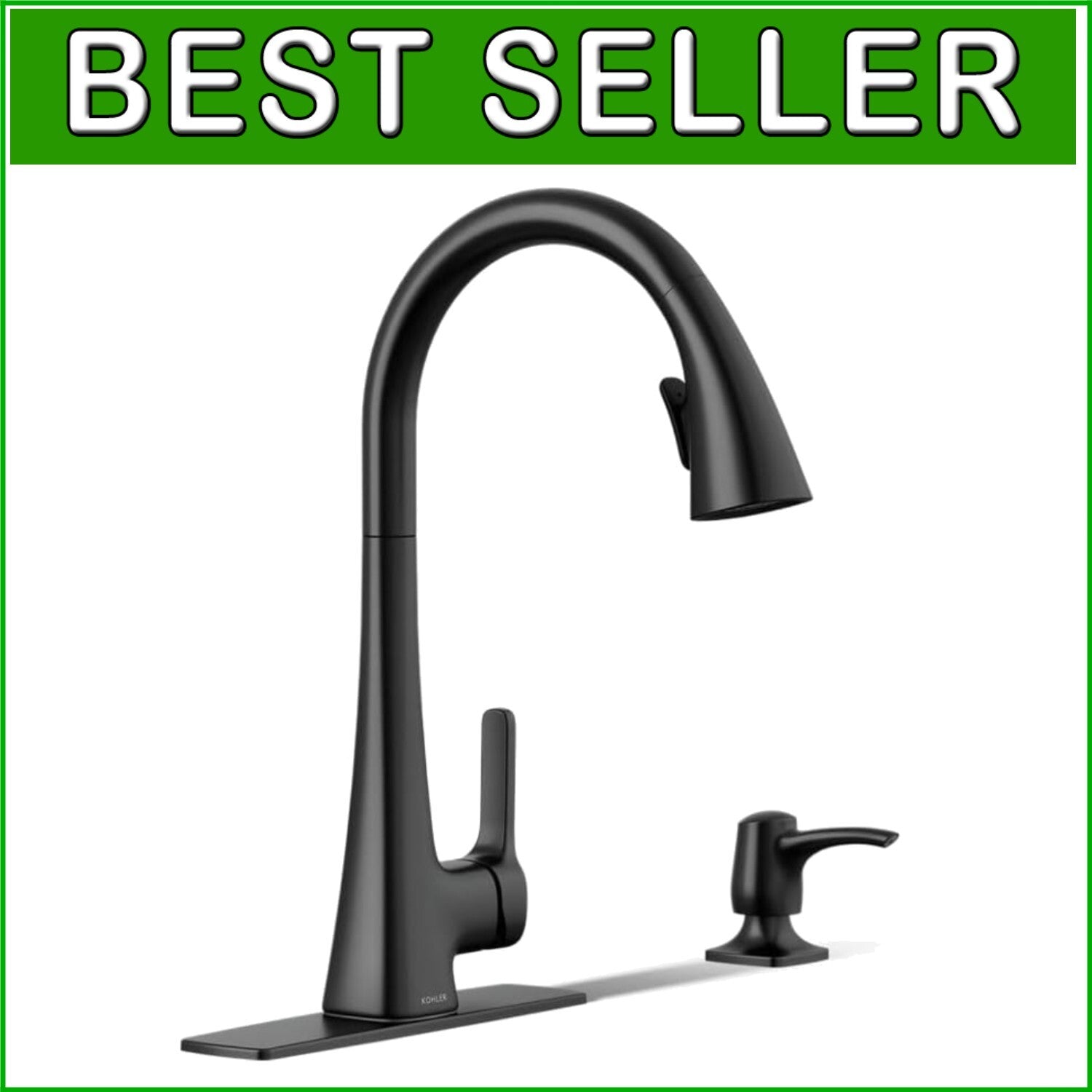 Dual Function Matte Black Kitchen Faucet with Soap Dispenser & Secure Docking