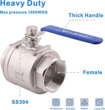 Load image into Gallery viewer, 3" Full Port Ball Valve in 304 SS - Durable with Blue Insulated Handles