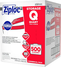Load image into Gallery viewer, Ziploc 500-Count Double Zipper Storage Bags - Quart Size for Food Organization