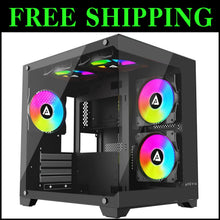 Load image into Gallery viewer, Stylish Prism Micro-ATX Cube Case: 5 ARGB Fans with 366 Modes &amp; Water Cooling