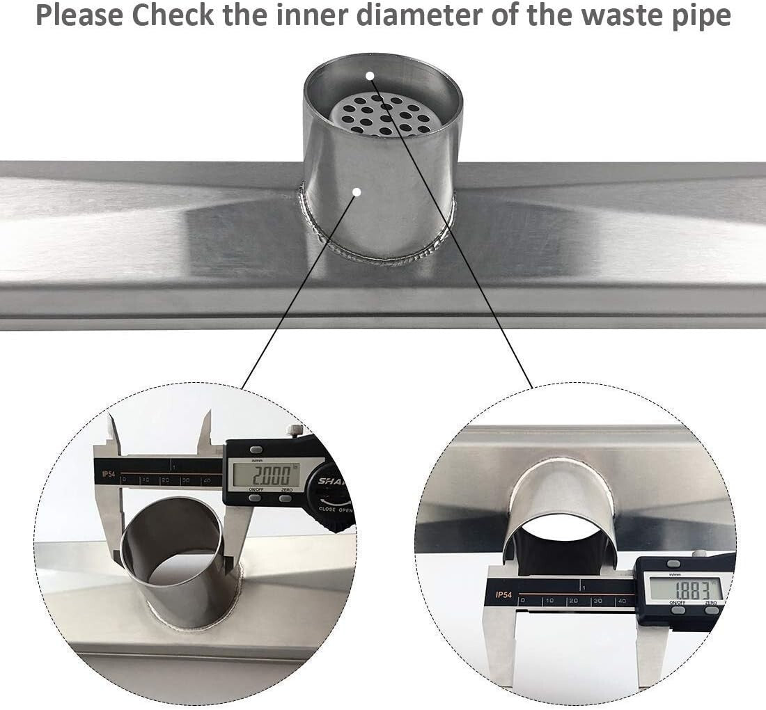 Elegant Brushed Stainless Steel Shower Drain - 48'' Linear with Adjustable Feet