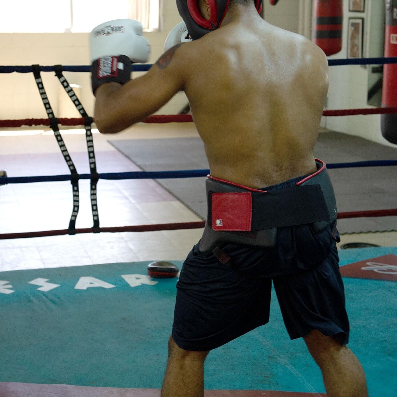 Adjustable Black Boxing Groin Protector - Lightweight With Hook and Loop Closure