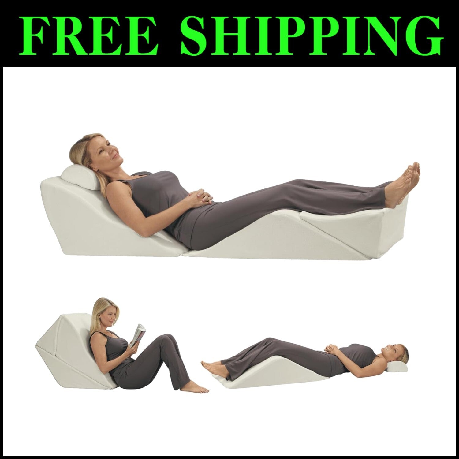 4 Piece BackMax Wedge Pillow System with Machine Washable Cover & Comfort Foam