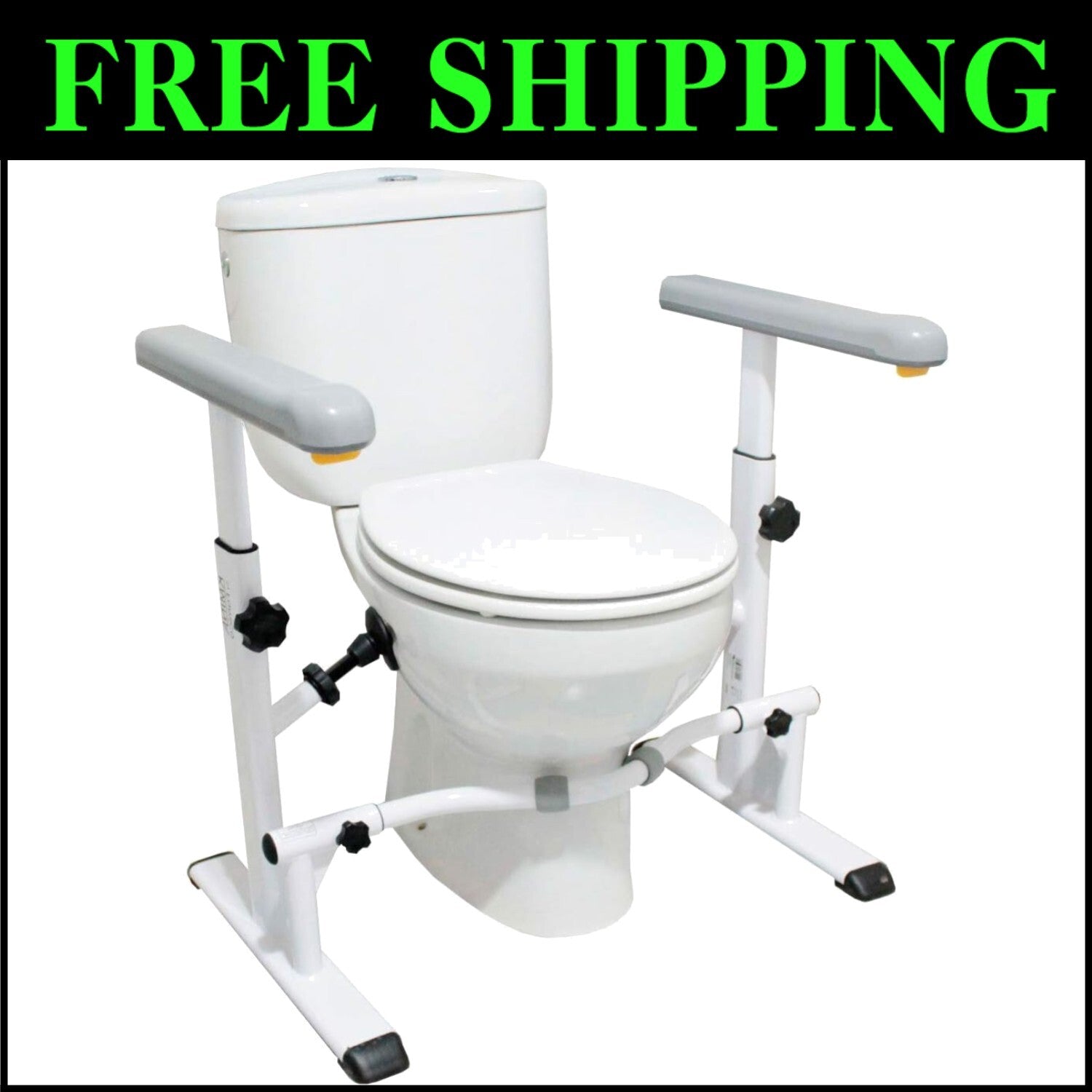 Curved Design Toilet Safety Rails with Adjustable Armrests for Maximum Comfort