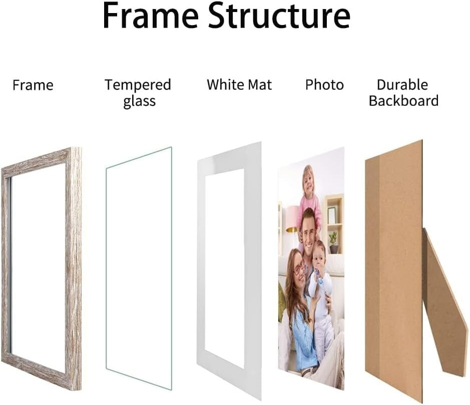 Versatile 10-Piece Matted Picture Frame Collection with HD Glass Protection