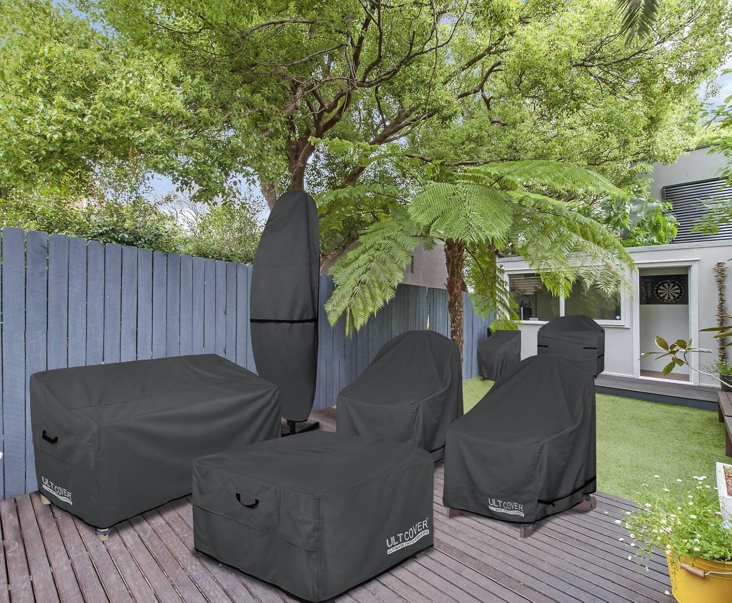 Durable Patio Furniture Cover for 3-Seater Sofa - Black Waterproof Design