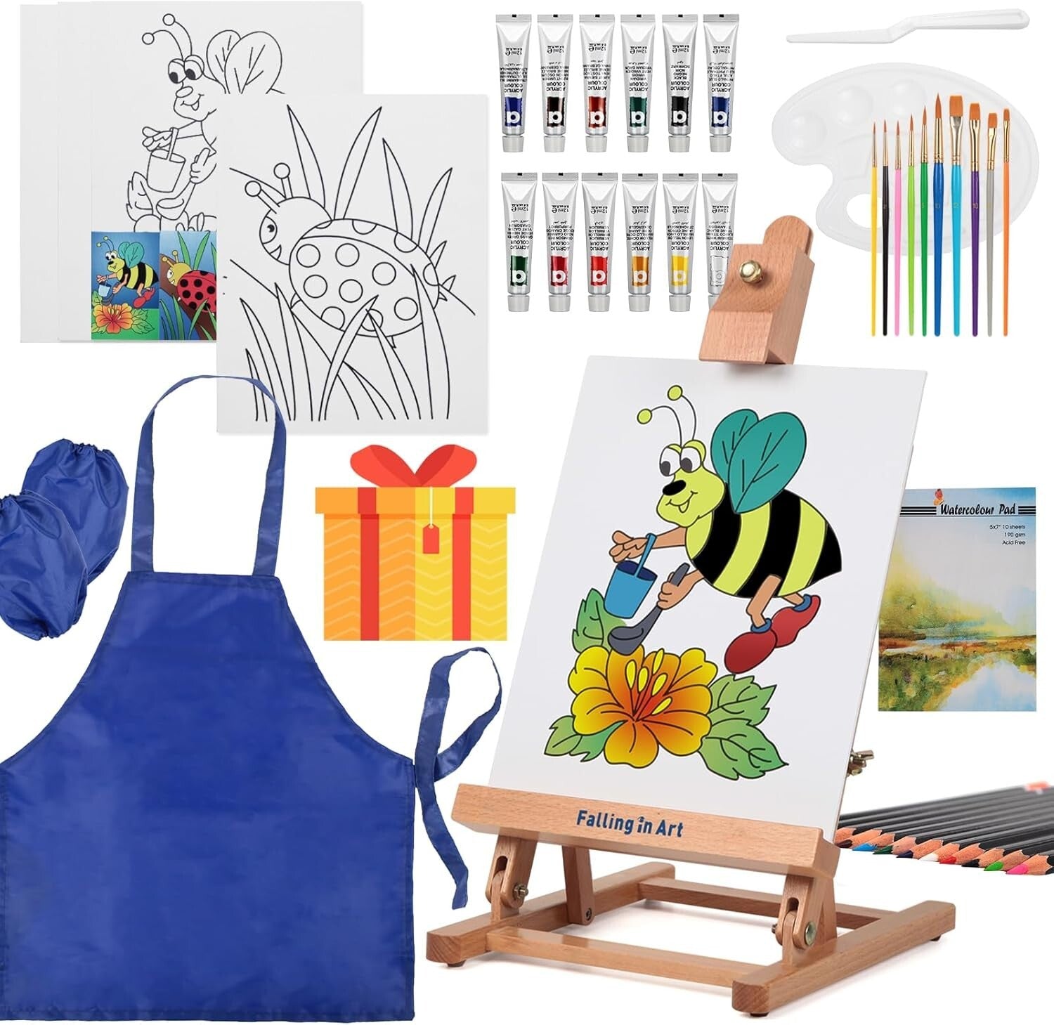 Complete Kids Painting Set with Table Easel & 43-Piece Art Supplies