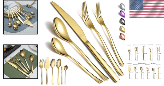 Elegant 46-Piece Gold Dining Set - High-Quality Stainless Steel & Ideal Gift