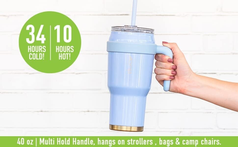 Heavy-Duty 40 Oz Mug Tumbler with Handle - Perfect for Hot & Cold Drinks
