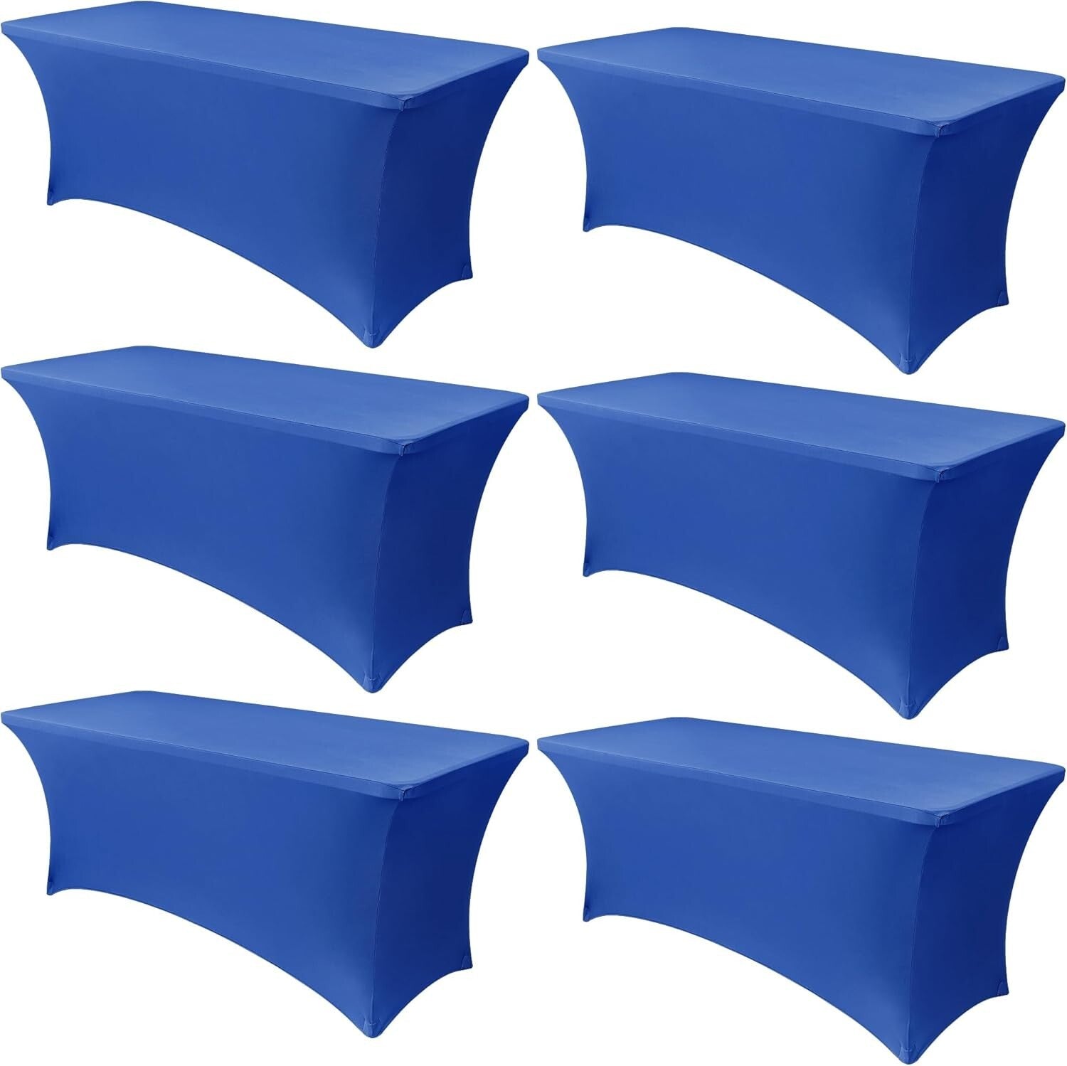 6-Pack Royal Blue Stretch Spandex Table Covers for 6-Foot Tables - All Season