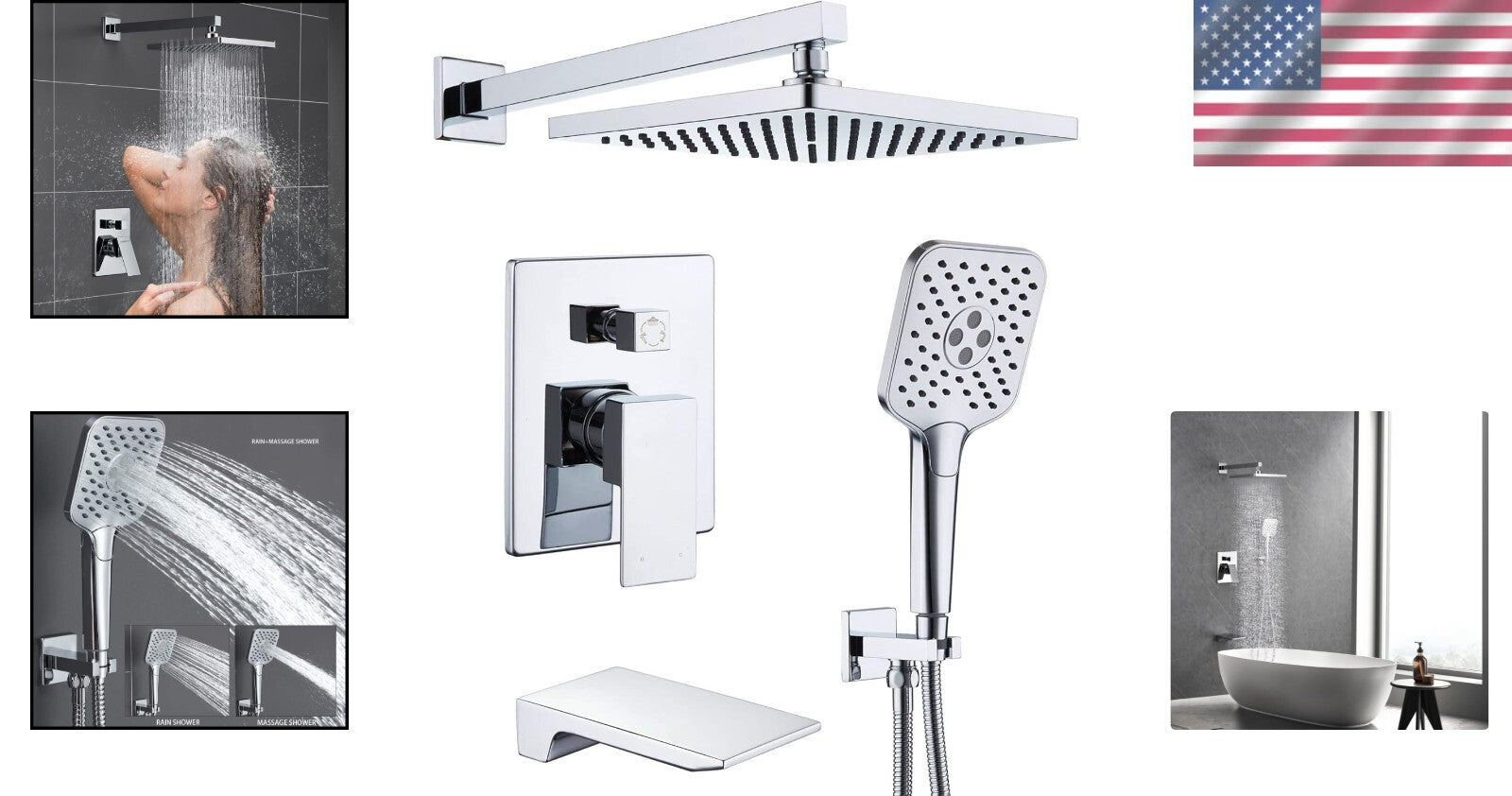 Elegant Wall-Mounted Tub Shower Faucet with High Flow & Self-Cleaning Feature