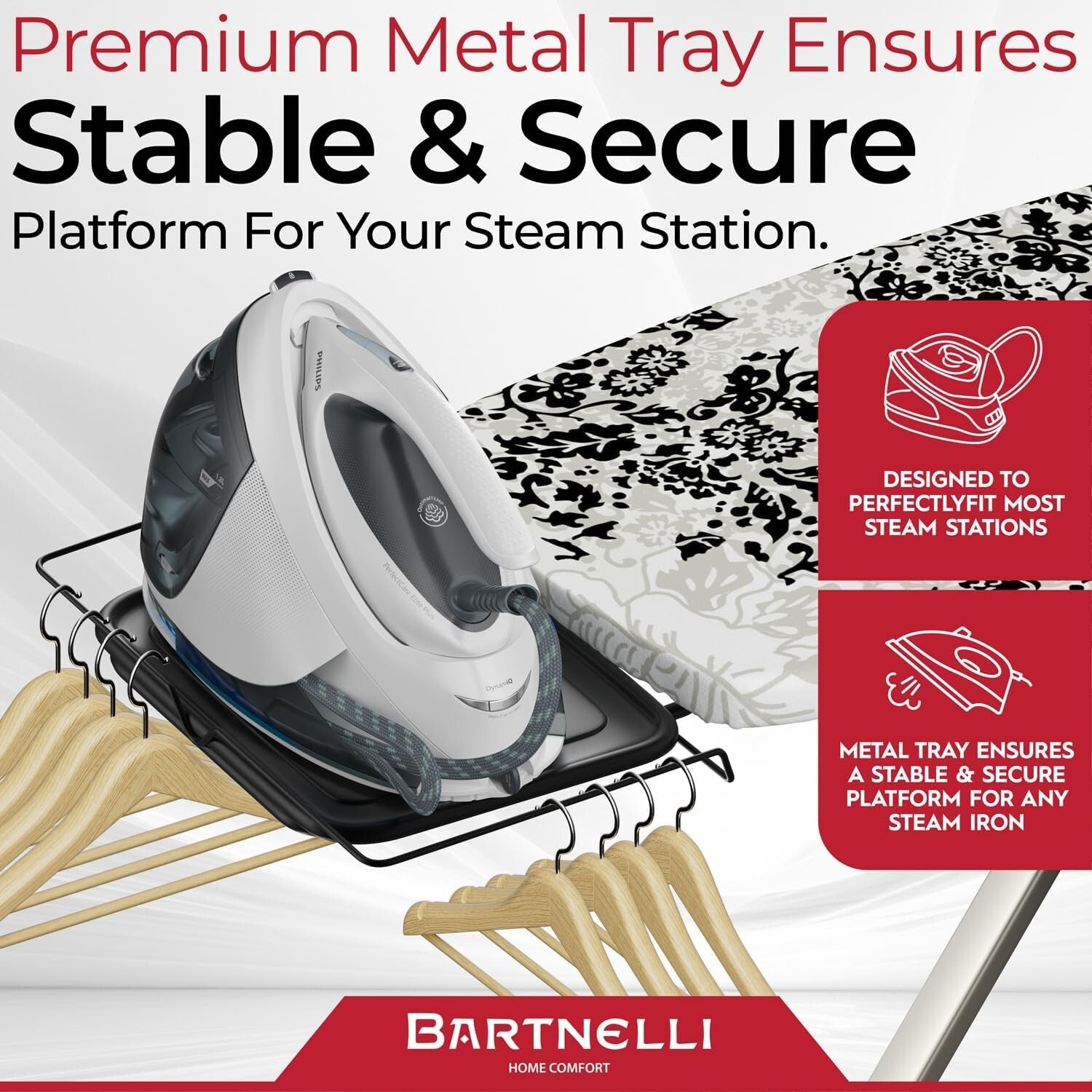 Pro Luxury Ironing Board 62x19 - Adjustable Height, Sturdy & Stylish Design