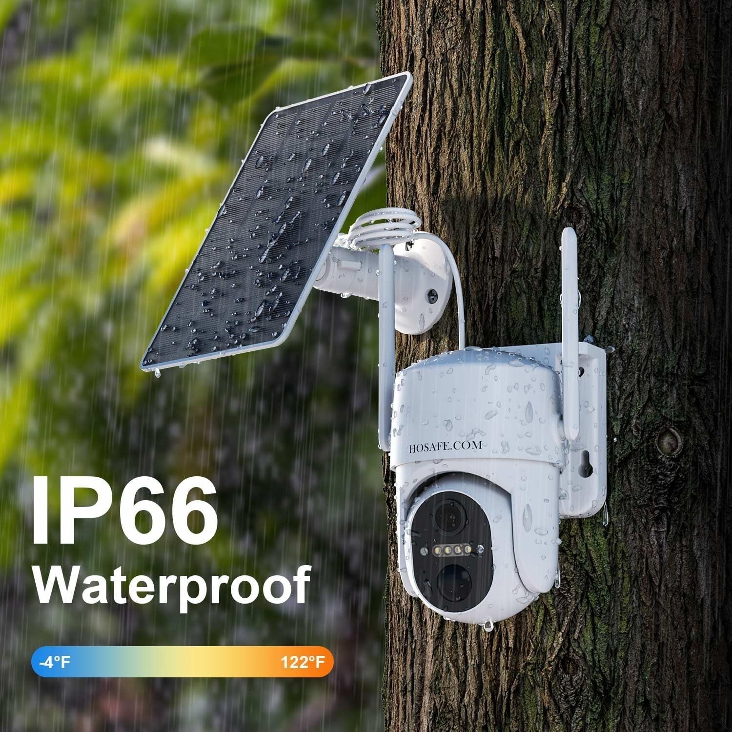 Wireless 2K HD Solar Security Camera with Remote Control & Night Vision - 2 Pack