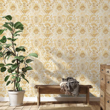 Load image into Gallery viewer, Saffron Sun Peel &amp; Stick Damask Wallpaper - Effortless Home Transformation