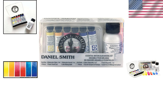 Essentials 9-Piece Multicolor Watercolor Paint Set with Titanium White Ground