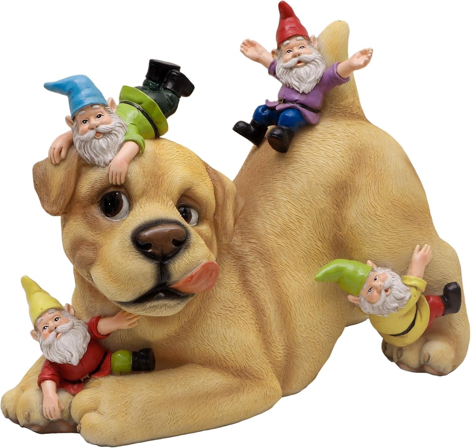 Resilient Resin Dog Gnome Sculpture - Funny Lawn Ornament for All Seasons