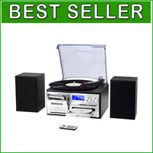 Load image into Gallery viewer, 10-in-1 Bluetooth Record Player with External Speakers – Music Versatility in...