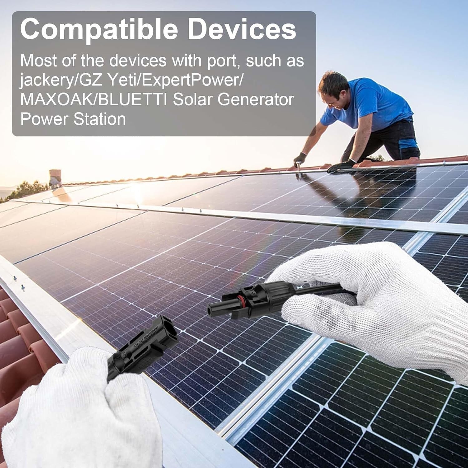 Versatile 10AWG Solar Extension Cable - 50FT with Male and Female Connectors