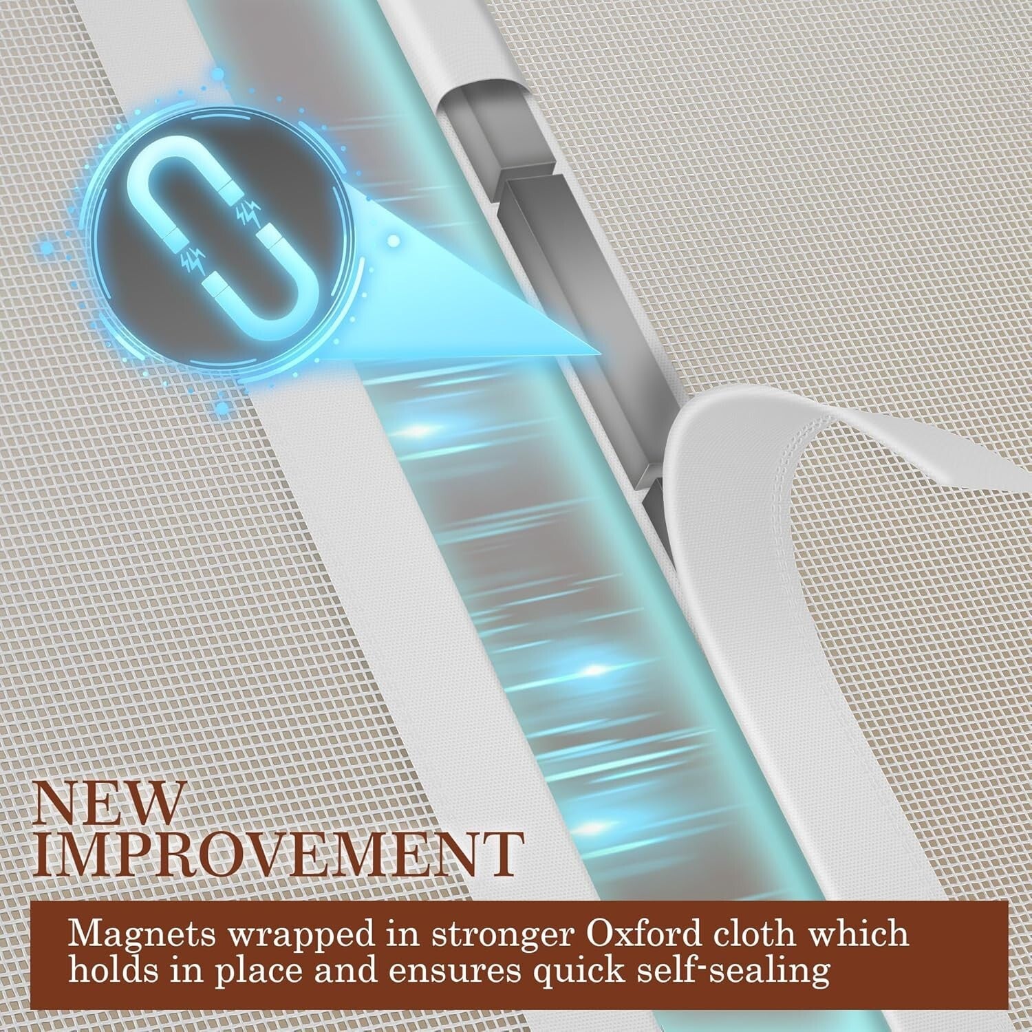 Elegant White Magnetic Screen Door with Hook&Loop - Easy Install, Fits 72" x 82"