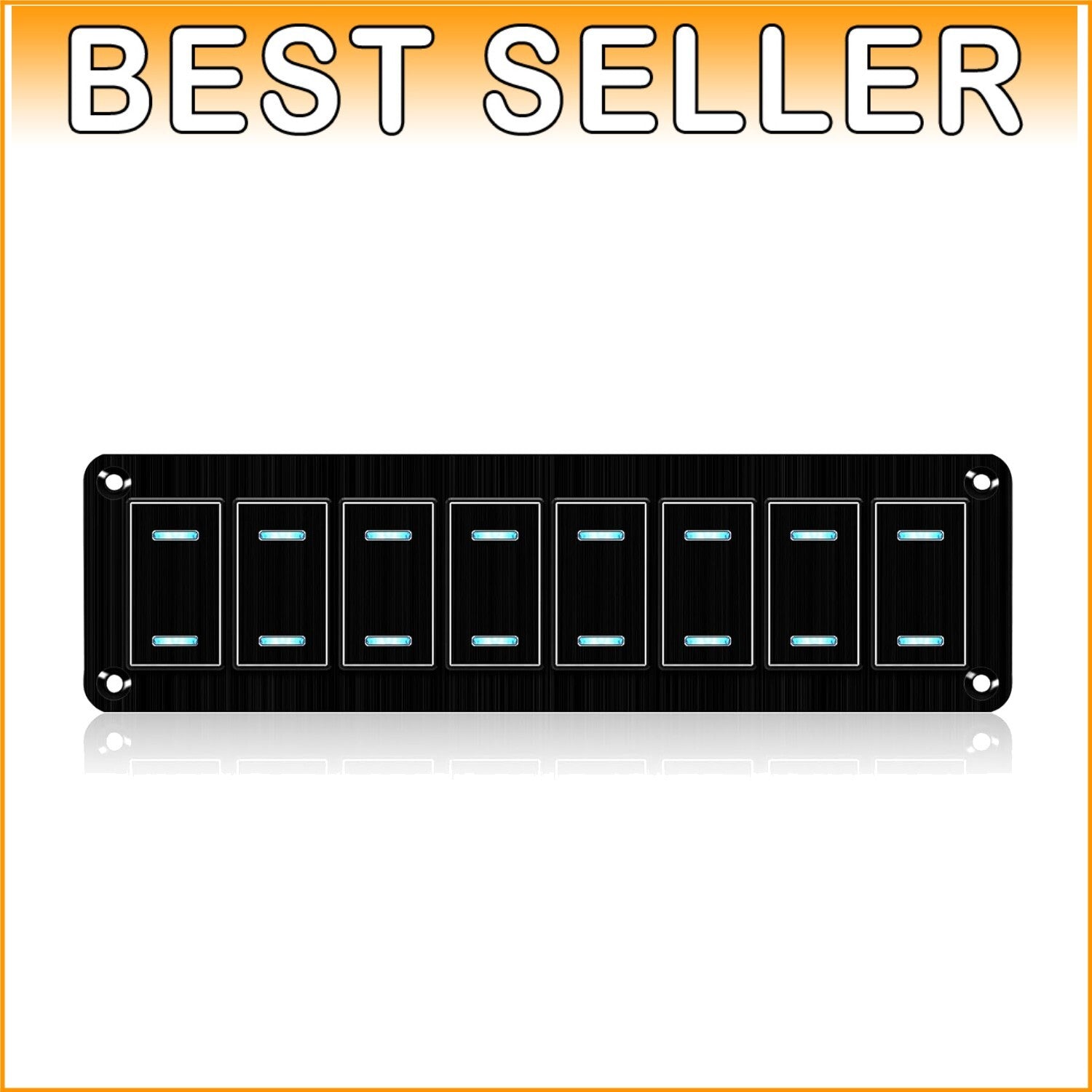 Waterproof 8 Gang Rocker Switch Panel with LED for Marine & Automotive Use
