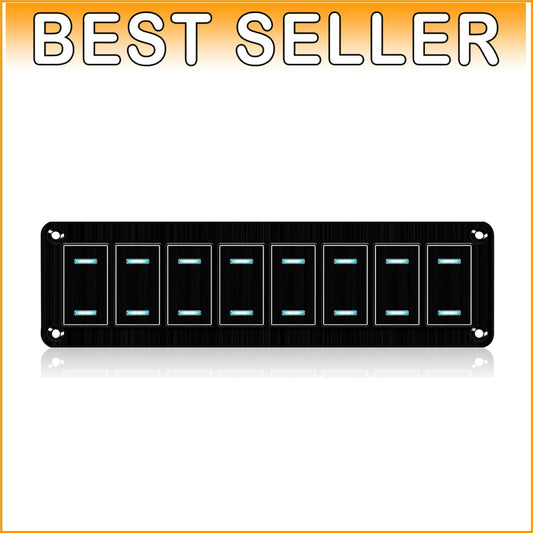 Waterproof 8 Gang Rocker Switch Panel with LED for Marine & Automotive Use