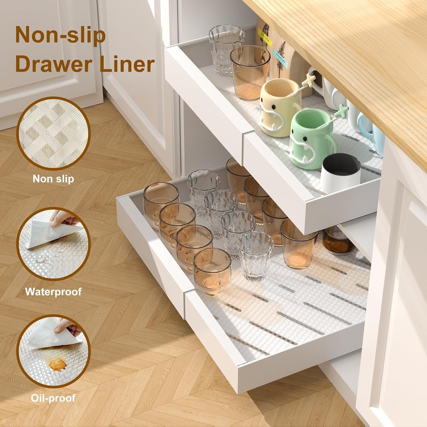 Expandable 2PCS Heavy-Duty Pull Out Drawer Organizers for Versatile Kitchens