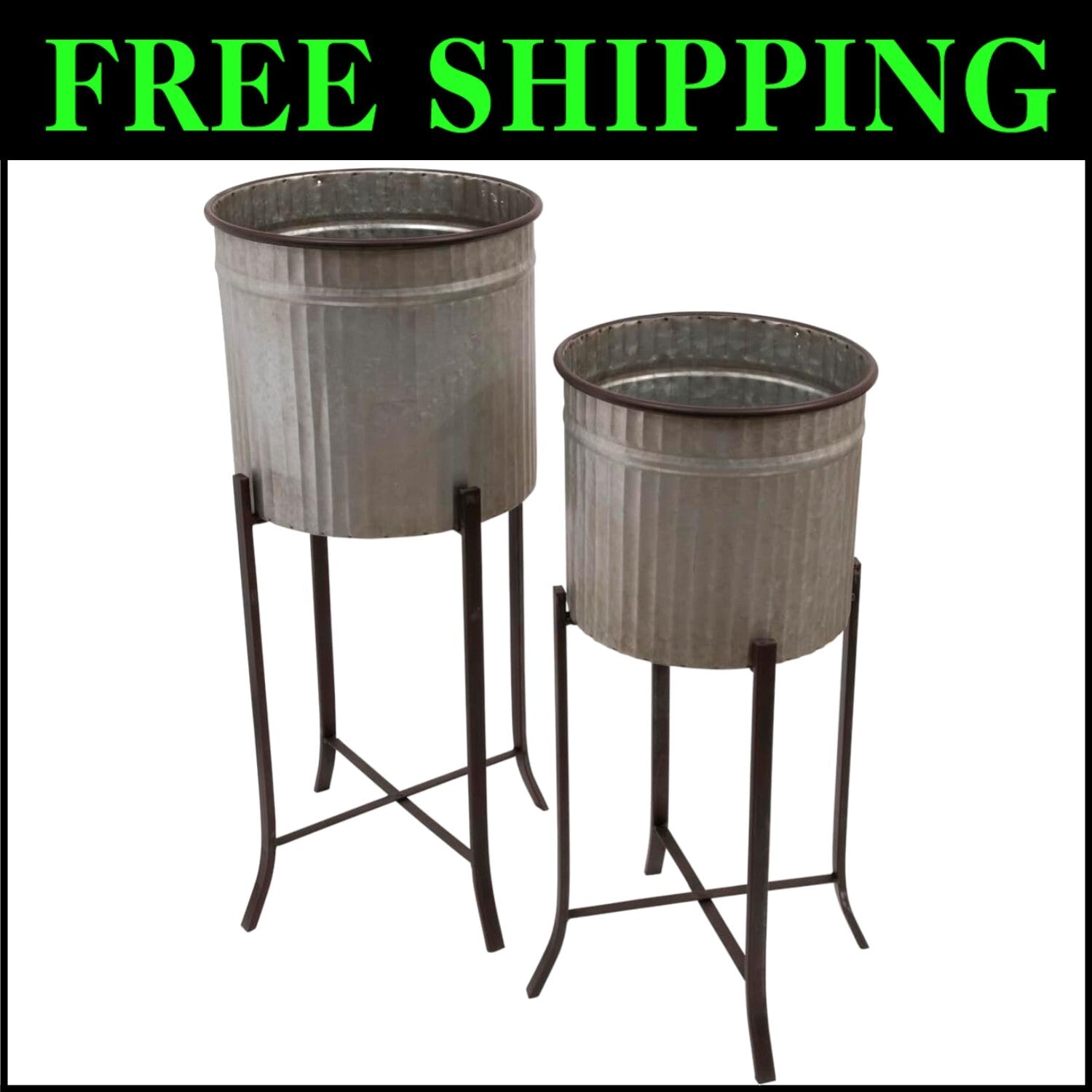Modern Set of 2 Iron Planters with Stands - Perfect for Your Indoor Jungle