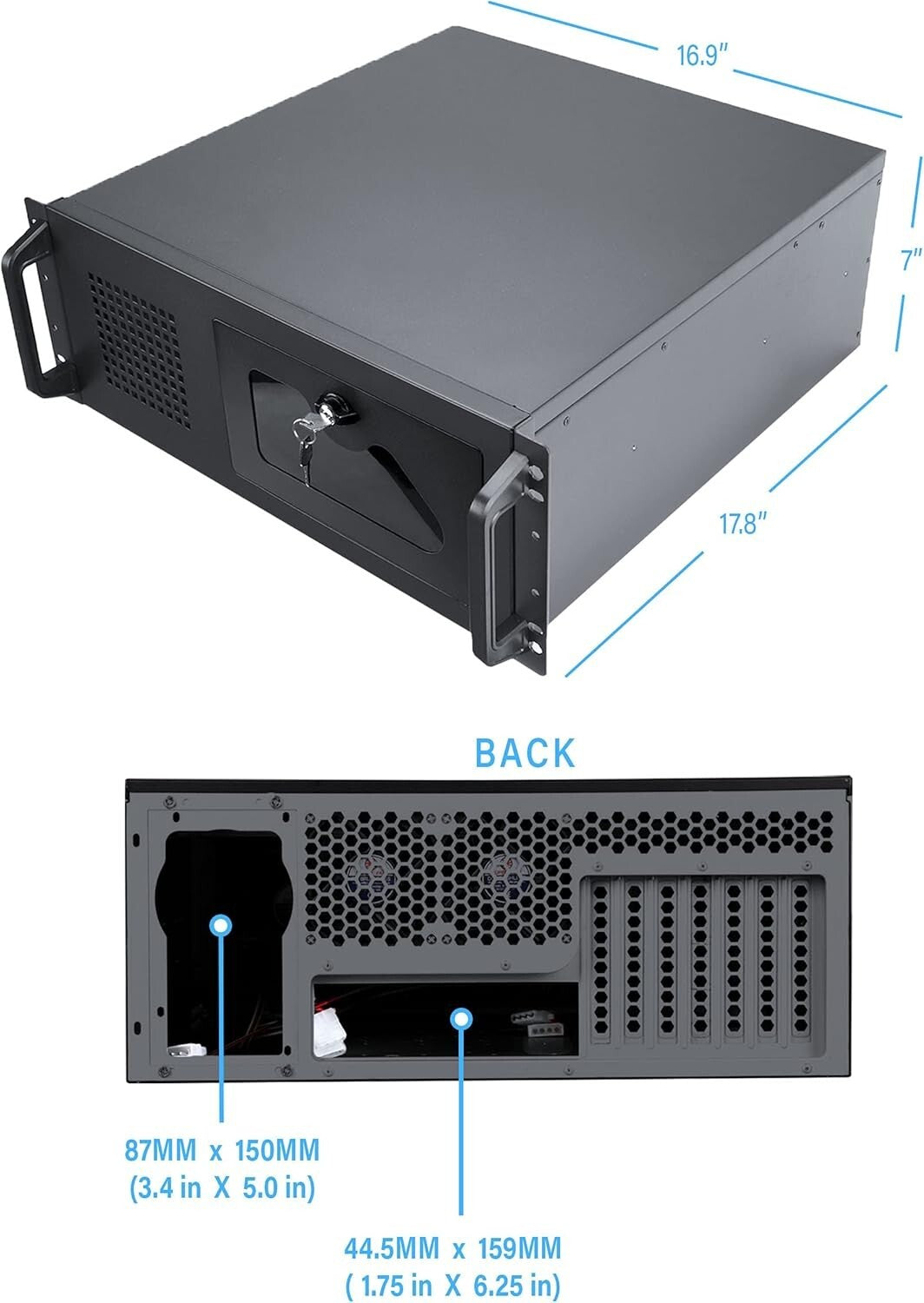 Advanced Rackmount Server Chassis - 7 Bays, Quiet Fans, Lockable Front Panel
