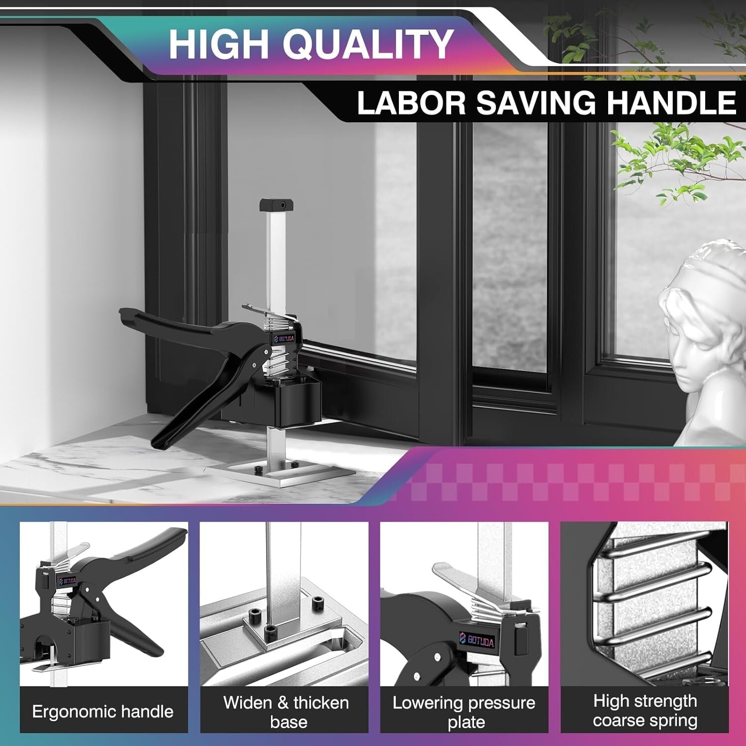 Effortless 360 lbs Hand Lifting Jack - 12 In. Adjustable Tool for Home Projects