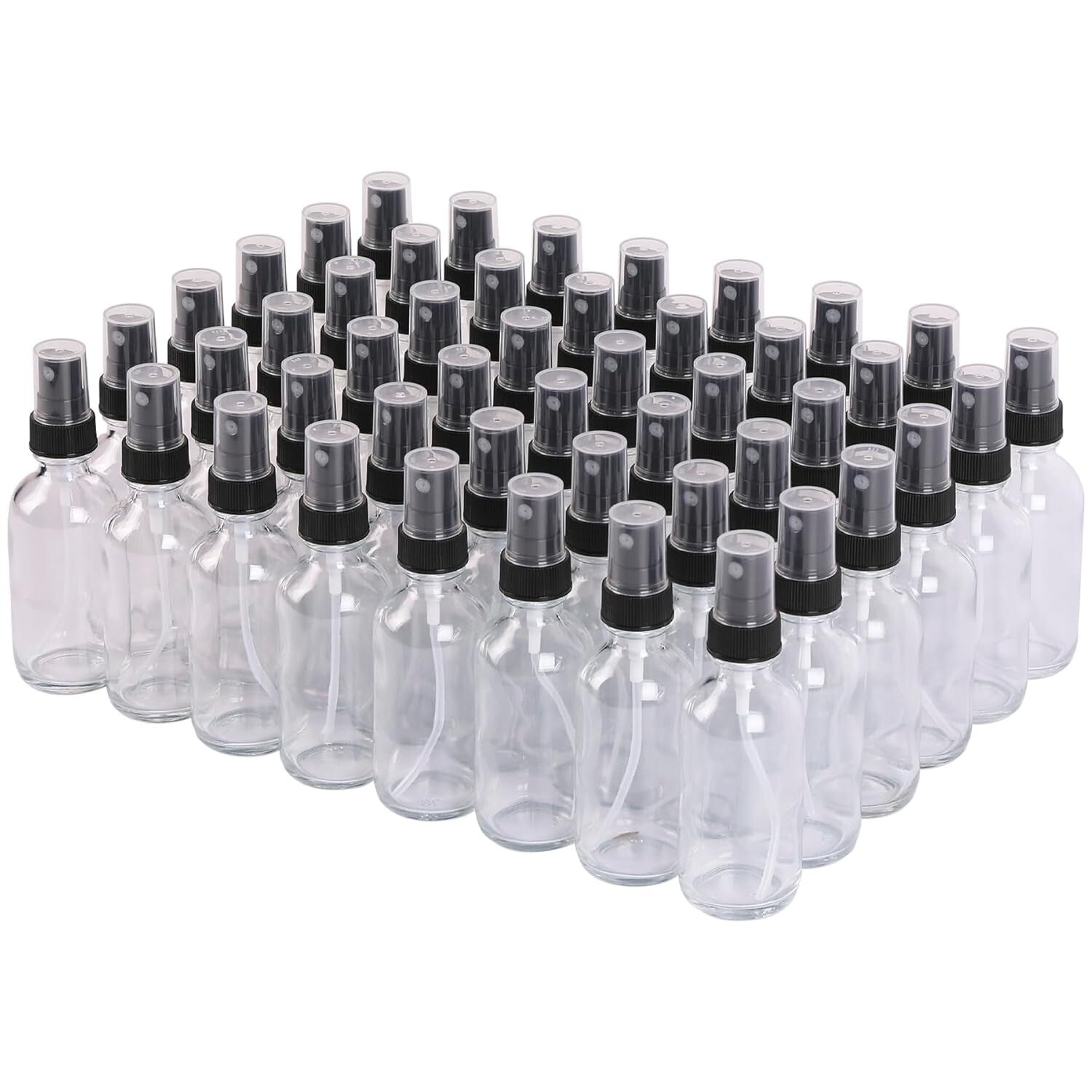 Durable 2 oz Clear Glass Mini Spray Bottles - Leakproof Design, 48 Pack