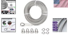 Load image into Gallery viewer, Complete 1/4” Wire Rope Kit | 100ft Stainless Steel Cable with Hardware Included