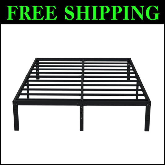 Metal King Bed Frame with 14-Inch Height - Fade Resistant, Squeak Resistant