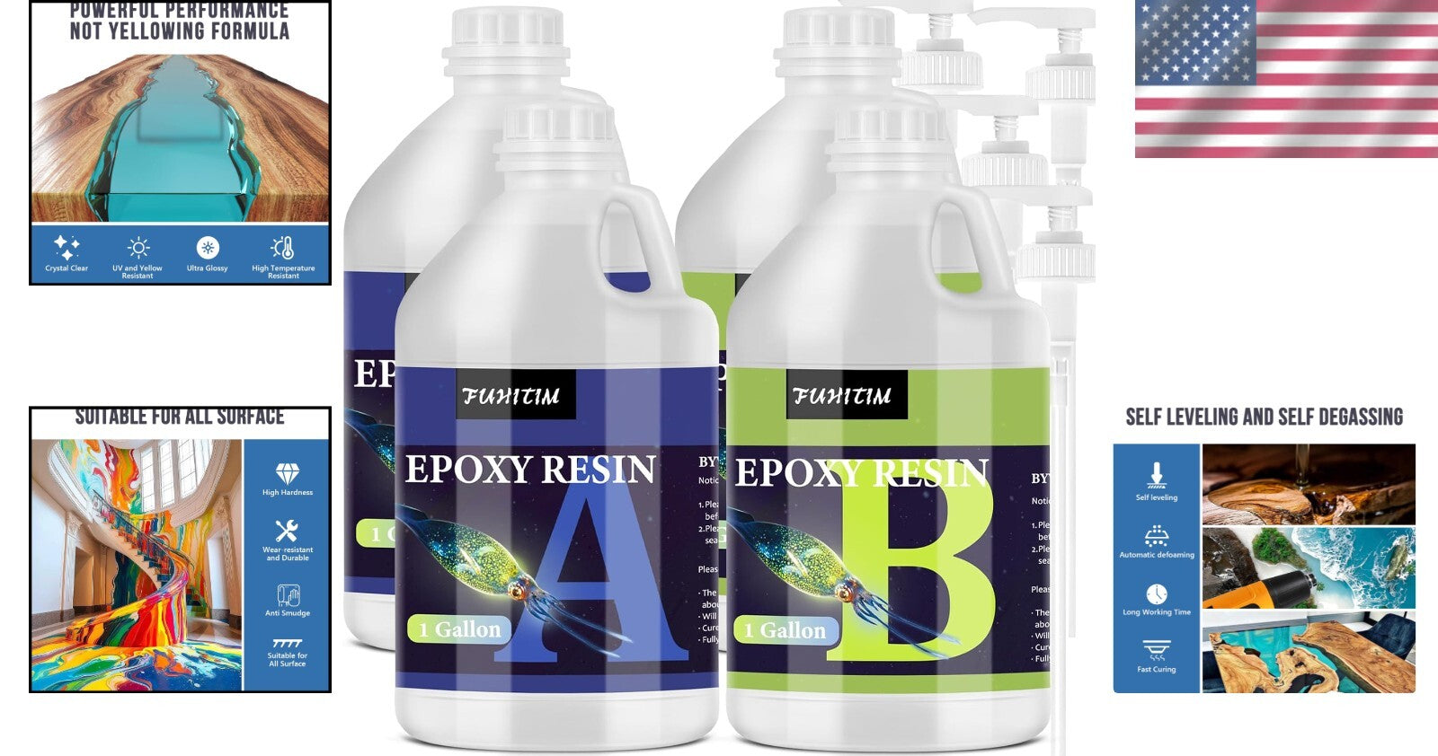Easy Mix 4 Gallon Crystal Clear Epoxy Resin - Ideal for Jewelry, Coasters & More