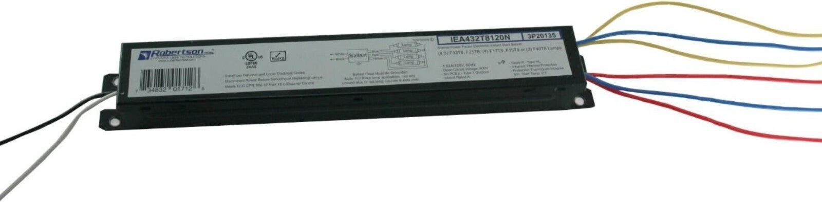 High-Efficiency Robertson Electronic Ballast for 3/4 T8 Lamps - Instant Start