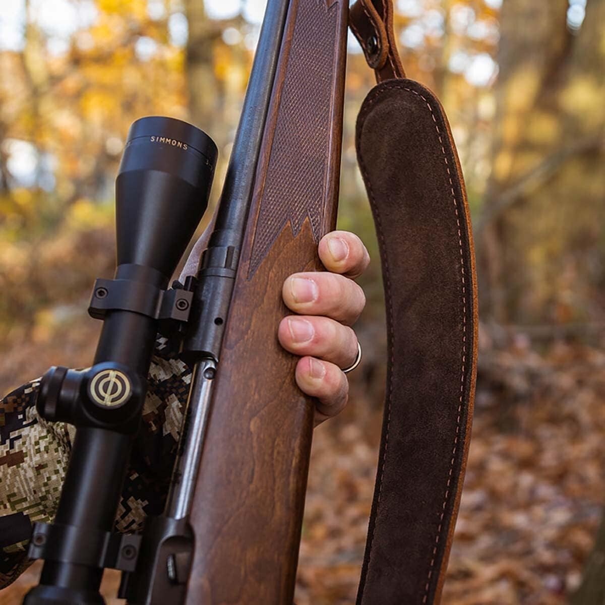 Classic Buffalo Leather Rifle Sling - Secure Carry with Stylish Accent Stitching