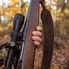 Load image into Gallery viewer, Classic Buffalo Leather Rifle Sling - Secure Carry with Stylish Accent Stitching