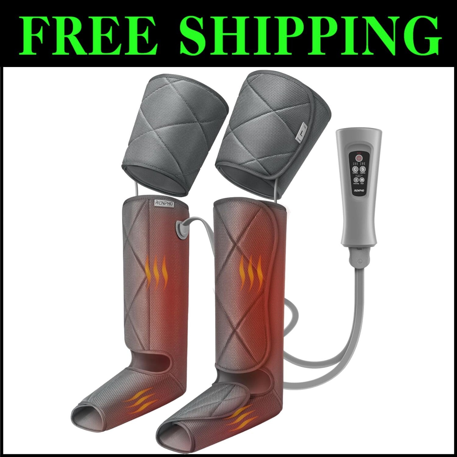 Effective Leg Massager with Heating Therapy for Ultimate Relaxation - Grey