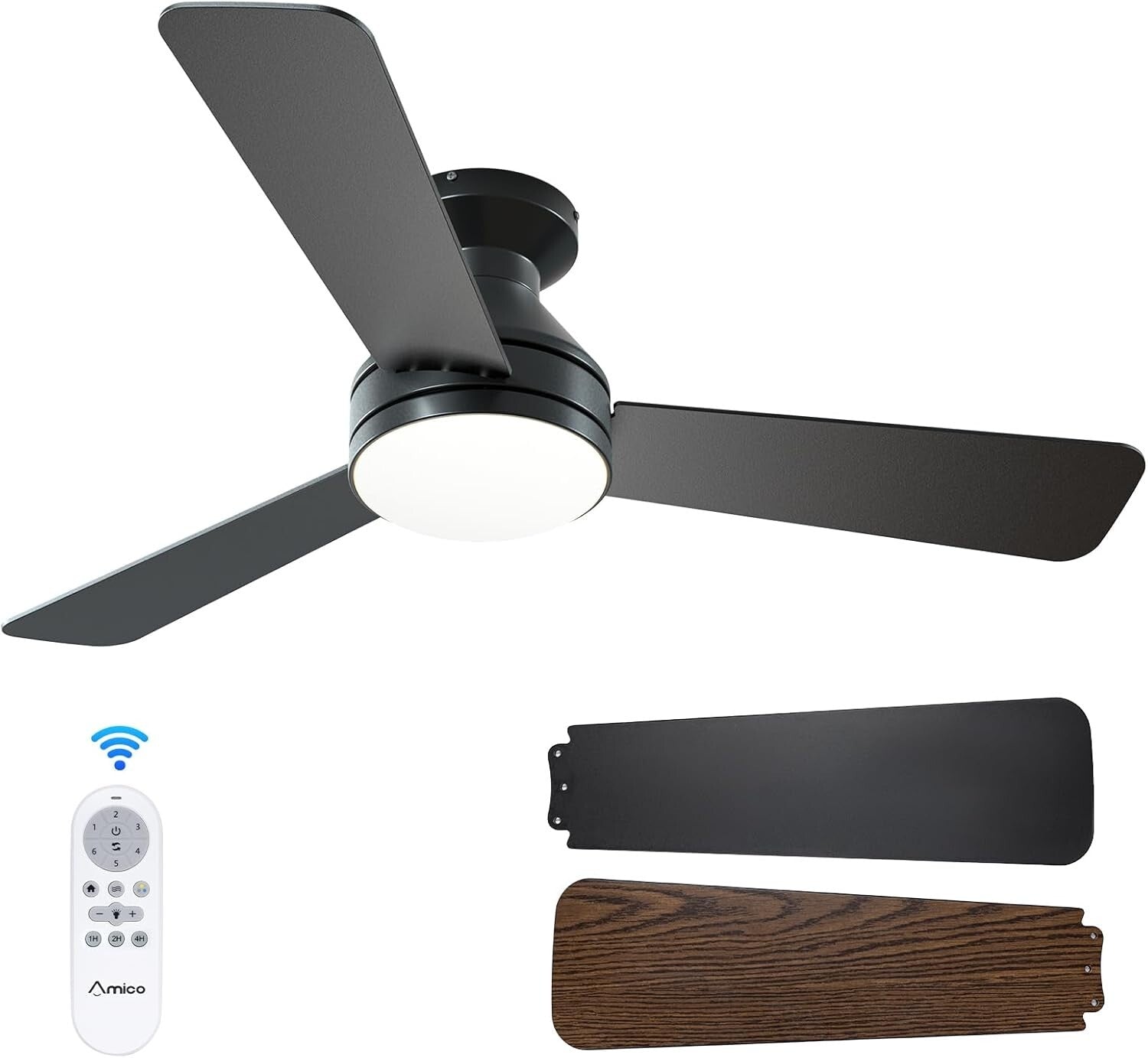 Elegant 42-Inch Low Profile Ceiling Fan with Remote, 3CCT & Whisper Quiet