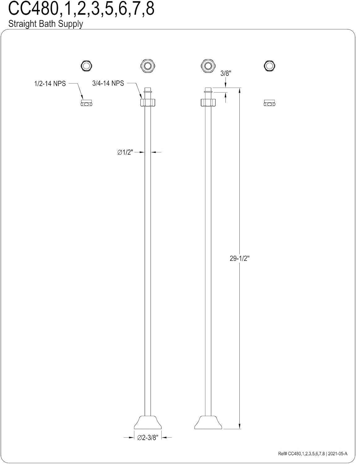 Stylish Polished Brass Bath Supply, 29" Straight Lines for Modern Elegance