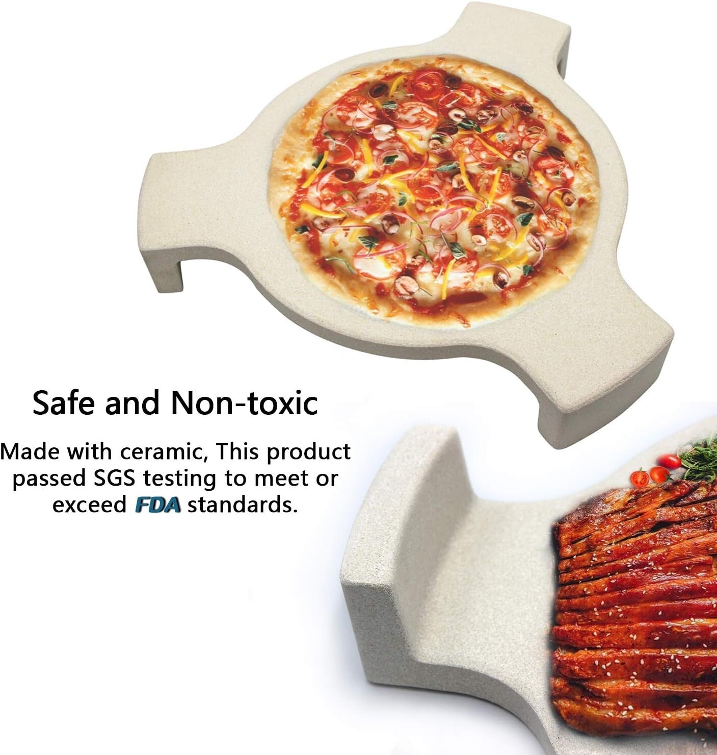 Premium 18” Ceramic Pizza Stone and Heat Deflector for Ideal Grilling Experience