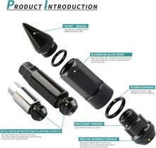 Load image into Gallery viewer, Durable 24PC M14X1.5 Lug Nuts Kit - Anti-Theft Alloy with Spline Keys Included
