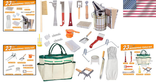 Durable 22-Piece Beekeeping Tools Set with Tote - Essential for Every Beekeeper