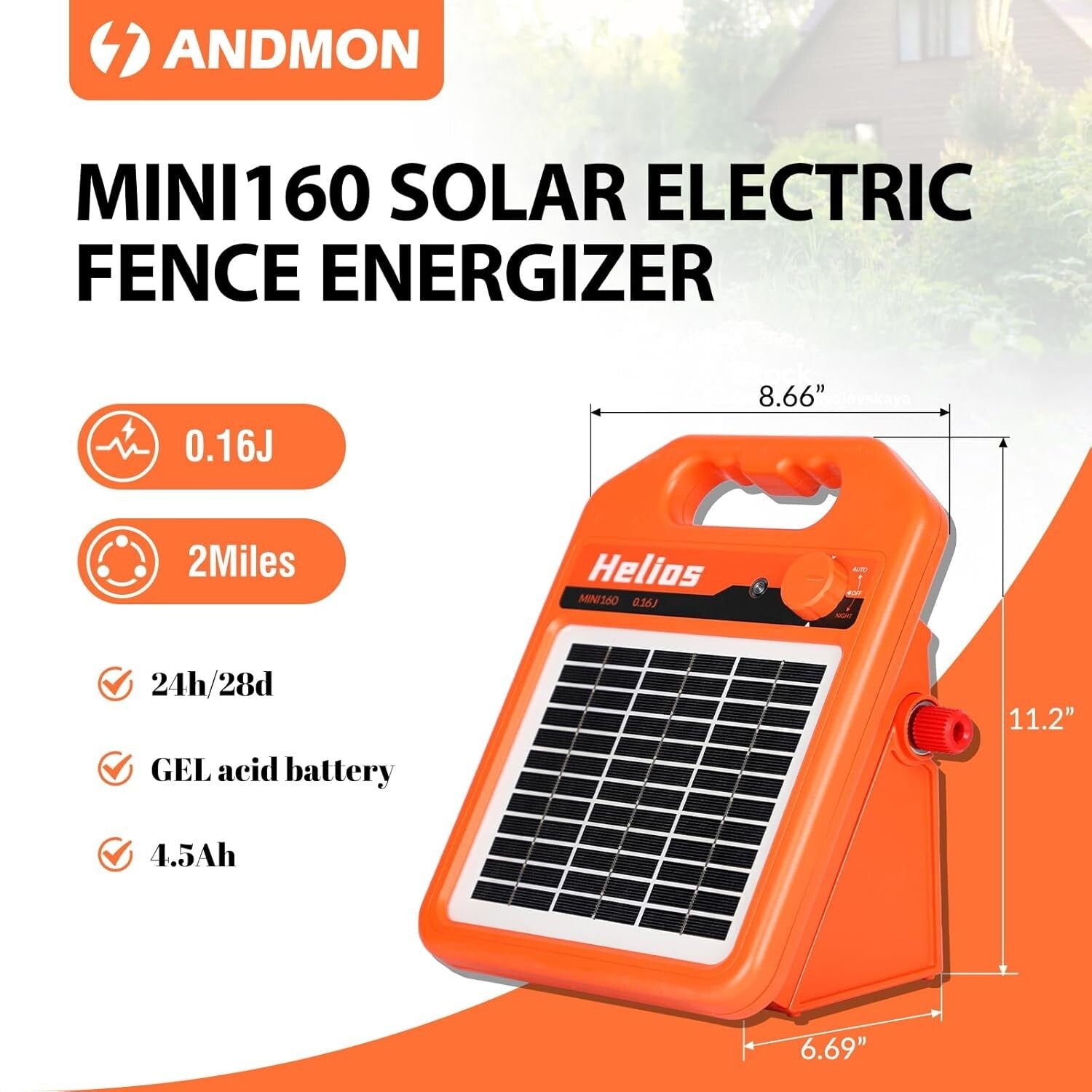 Versatile 0.16 Joule Solar Fence Charger - Day & Night Operation for Livestock